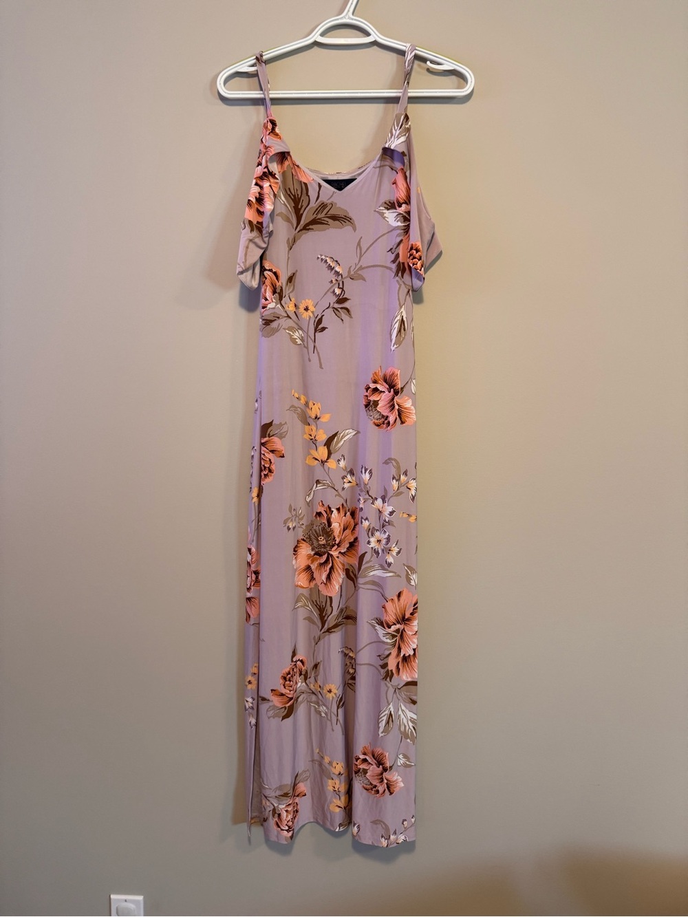 RACHEL Rachel Roy Lavender Cold-Shoulder Floral Maxi Dress